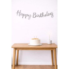 Baloncu Nene Gümüş Happy Birthday Yazılı Banner Kutlama Doğum Günü Set