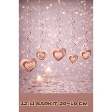 Baloncu Nene Rose Gold Kalpli Duvar Tavan Süsü 12 Li Sevgili Özel Gün Kutlama Süs Bekarlığa Veda Süs