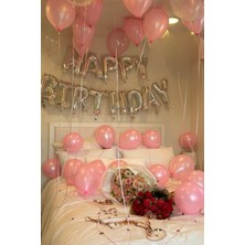 Baloncu Nene Happy Birthday Folyo Set Pembe Balon Parti Doğum Günü Süsleme Seti
