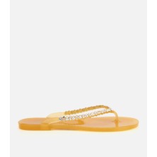 Hotiç 01TEH327050A590 KADIN Turuncu Taş Detaylı Limited Parmak Arası Düz Terlik