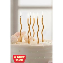 Baloncu Nene Metalik Gold Kıvrımlı 15 cm Pasta Mumu Çoklu Paket Doğum Günü Özel Gün