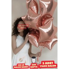 Baloncu Nene Rose Gold Yıldız Folyo Balon 5 Adet Helyum Uyumlu Balon Sevgili ve Özel Gün Balon