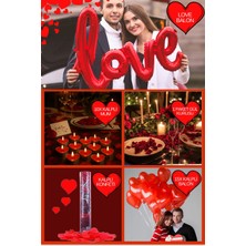 Baloncu Nene Kırmızı Kalpli Balon Love Folyo Balon Kalpli Mum Konfeti Gül Kurusu Tanışma Yılı Sevgililer Günü