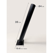 Tech Butiq 35 cm Siyah Metal Dış Mekan Sokak Armatürü Montaj Konsolu 4 cm Boru 10X6 cm Tabanlı