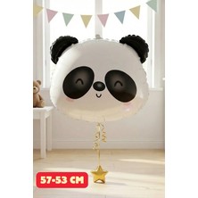 Baloncu Nene Panda Desenli Folyo Helyum Balon Sevgili ve Özel Gün Balon