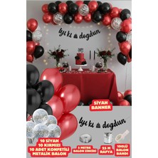 Baloncu Nene Siyah Iyiki Doğdun Yazılı Banner Siyah Kırmızı Balon Seti Doğum Günü Parti Seti Süsleri