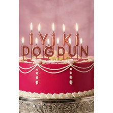 Baloncu Nene Rose Gold Iyiki Doğdun Yazılı Pasta Mumu Doğum Günü Pasta Mumu Yaş Doğum Günü Mumu