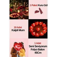 Baloncu Nene Seni Seviyorum Yazılı Balon 10 Kalpli Mum Kuru Gül Helyum Uyumlu Yıl Dönümü