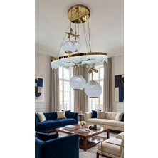 G-Light Bella Kristal Halka 4 Top LED Avize - Modern Sarkıt Avize
