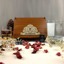 Hediyelerin Efendisi Retro Arma Tasarımlı Kişiye Özel Rakı, Çakmak ve Taşlı Viski Kadehi Seti