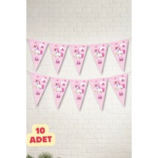 Baloncu Nene Unicorn Doğum Günü Flama Banner Pembe Parti Süsü Kız Çocuk Doğum Günü Süsleri 10 Adet 24 cm