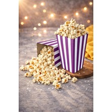 Baloncu Nene Mor Çizgili Popcorn Kutusu 8X11,5 cm 8 Adet Patlamış Mısır Kutusu Parti Süsü Doğum Günü