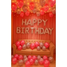 Baloncu Nene Happy Birthday Folyo Set Pembe Gümüş Balon Parti Doğum Günü Süsleme Seti