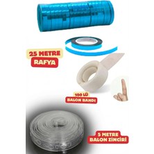 Baloncu Nene Mavi Balon Ipi Rafya 100 Lü Balon Bandı 5 Metre Balon Zinciri Doğum Günü Malzemeleri