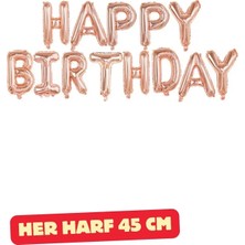 Baloncu Nene Rose Gold Happy Bırthday Folyo Set Balon Doğum Günü Helyum Doğum Günü Süs Kutlama Çocuk Doğum Günü