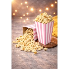 Baloncu Nene Karton Pembe Çizgili Popcorn Kutusu 8X11,5 cm 8 Adet Doğum Günü Baby Shower Parti Süsü