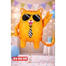 Baloncu Nene Kedi Folyo Balon Doğum Günü Folyo Balon Karekter Folyo Balon Çocuk Doğum Günü Balon