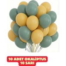 Baloncu Nene 10 Adet Okaliptus 10 Adet Sarı Reng Pastel Balon Doğum Günü Kutlama Süs Doğum Günü Balonları
