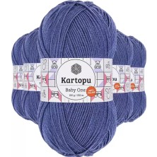 Just Cheap Store 5 Adet Baby One Tüylenmeyen El Örgü Ipi Yünü Açık Lacivert K604 - Kartopu Mudanis