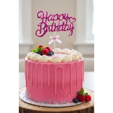 Baloncu Nene Pembe Happy Birthday Yazılı Pasta Üstü Süsleme Pasta Süsü Pasta Süsleme Doğum Günü Süs