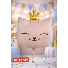 Baloncu Nene Pembe Kedi Kafası Folyo Balon Doğum Günü Folyo Balon Karekter Folyo Çocuk Doğum Günü Balon