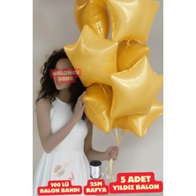 Baloncu Nene Sarı Yıldız Folyo Balon 5 Adet Helyum Uyumlu Balon Sevgili ve Özel Gün Balon