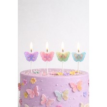 Baloncu Nene Kelebek Mum Seti Renkli Pasta Üstü Doğum Günü Süsü Çiçekli Parti Dekor Mum Seti Şık Tasarım