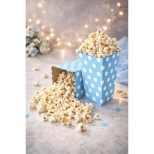 Baloncu Nene Doğum Günü & Baby Shower Parti Için Mavi Puantiyeli Popcorn Kutusu 8 Adet