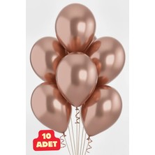 Baloncu Nene 10 Adet Metalik Rose Gold Parlak Balon Doğum Günü Kutlama Süs ve Malzemesi