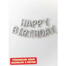 Baloncu Nene Gümüş Happy Bırthday Folyo Set Balon Doğum Günü Helyum Doğum Günü Süs Kutlama Çocuk Doğum Günü