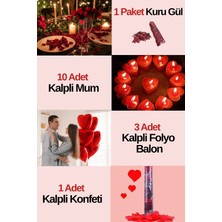 Baloncu Nene 5 Adet Kalpli Folyo Balon Kalpli Konfeti 10 Kalpli Mum Kuru Gül Helyum Uyumlu Yıl Dönümü