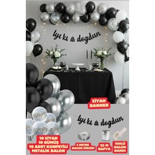 Baloncu Nene Siyah Iyiki Doğdun Yazılı Banner Siyah Gümüş Balon Seti Doğum Günü Parti Seti Süsleri