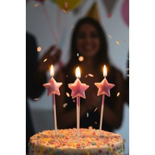 Baloncu Nene Pembe 4 Lü Yıldız Pasta Mumu Doğum Günü Pasta Mumu Yaş Doğum Günü Mumu