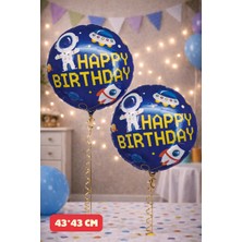 Baloncu Nene 2 Adet Uzay Temalı Happy Brithday Yazılı Folyo Balon Doğum Günü Folyo Balon Çocuk Doğum Günü Balon