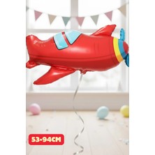 Baloncu Nene Kırmızı Uçak Folyo Balon Doğum Günü Folyo Balon Karekter Folyo Çocuk Doğum Günü Balon