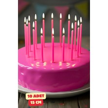 Baloncu Nene Pembe Pasta Mumu 10 Adet 15 cm Çoklu Paket Doğum Günü Özel Gün