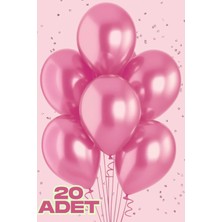 Baloncu Nene 20 Adet Metalik Pembe Parlak Balon Doğum Günü Kutlama Süs ve Malzemesi