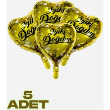 Baloncu Nene Gold Iyiki Doğdun Kalpli Folyo Balon 5 Adet Helyum Uyumlu Balon Sevgili ve Özel Gün Balon