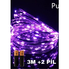 Baloncu Nene 3 Metre Mor Peri LED Işık Pilli Doğum Günü Parti Baby Shower Nişan Söz Ev Masa Duvar Süsleme