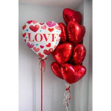 Baloncu Nene Sevgililer Günü Love Kalp Folyo Balon Seti Kırmızı Folyo Kalp Balon Romantik Oda Süsleme