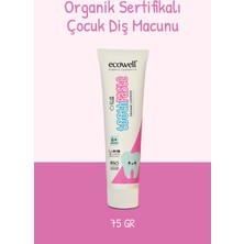 TeknoKapsül Ecowell Organik Çocuk Diş Macunu, Florürsüz, Vegan Sertifikalı, Karadut Özlü, 6 Ay ve Sonrasına Uygun, 75 gr