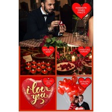Baloncu Nene Kalpli Balon Mum Romantik Yemek Seti I Love You Yazılı Balon Gül Kurusu Yıl Dönümü Evlilik Teklifi