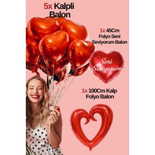 Baloncu Nene 5 Kırmızı Kalpli Folyo Balon Seni Seviyorum Büyük Kalpli  Folyo Balon  Helyum Uyumlu Sevgililer Günü