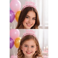Baloncu Nene Pembe Happy Birthday Yazılı Doğum Günü Tacı Parti Tacı Çocuk ve Yetişkin Uyumlu