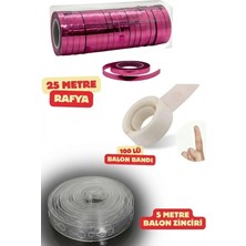 Baloncu Nene Fuşya Balon Ipi Rafya 100 Lü Balon Bandı 5 Metre Balon Zinciri Doğum Günü Malzemeleri