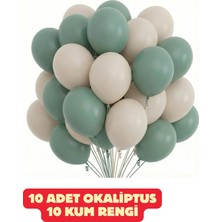 Baloncu Nene 10 Adet Kum Rengi 10 Adet Okaliptus Pastel Balon Doğum Günü Malzeme ve Süsleri Doğum Günü Balonları