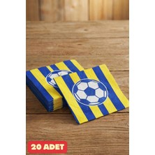 Baloncu Nene Futbol Temalı Sarı Lacivert Çizgili Taraftar Parti Peçetesi Doğum Günü Süslemesi