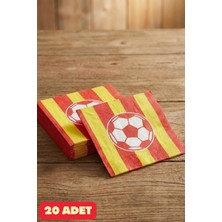 Baloncu Nene Futbol Temalı Sarı Kırmızı Çizgili Taraftar Parti Peçetesi Doğum Günü Süslemesi