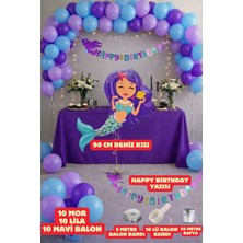 Baloncu Nene Deniz Kızı Konsept Parti Seti - Happy Birthday Yazısı, Deniz Kızı Balon Doğum Günü Seti