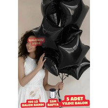 Baloncu Nene Siyah Yıldız Folyo Balon 5 Adet Helyum Uyumlu Balon Sevgili ve Özel Gün Balon